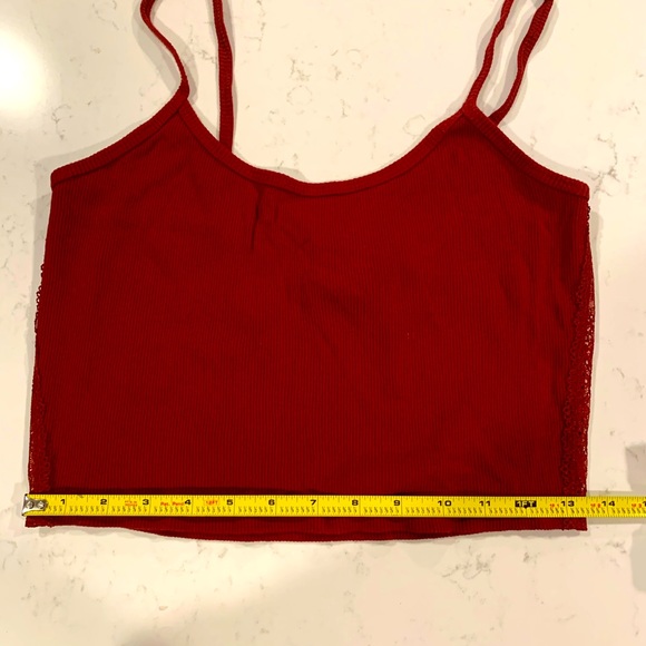 Forever 21 Red Lace Crop Top, Size L - Picture 4 of 6